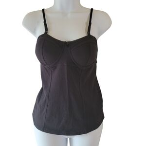 Energie Y2K Black Tank Top Sz L Padded Bra Whimsigoth Coquette Girl Going Out